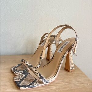 Steve Madden Beige and Black Snake Print Heels